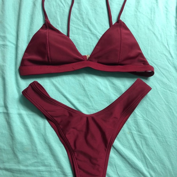 Zaful Other - Cheeky Maroon Zaful Bikini Set